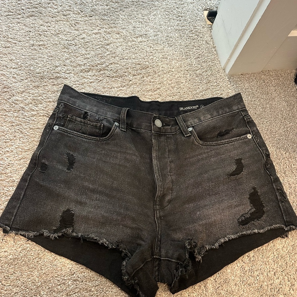 Blank NYC Women's Black Distressed Shorts